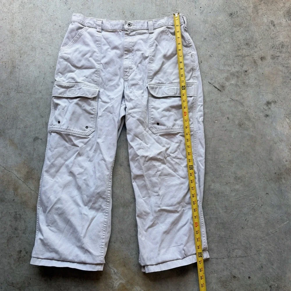 Vintage Lee Dungarees Mens‎ Cargo Pants Khaki Wide Leg Relaxed Workwear 36x27